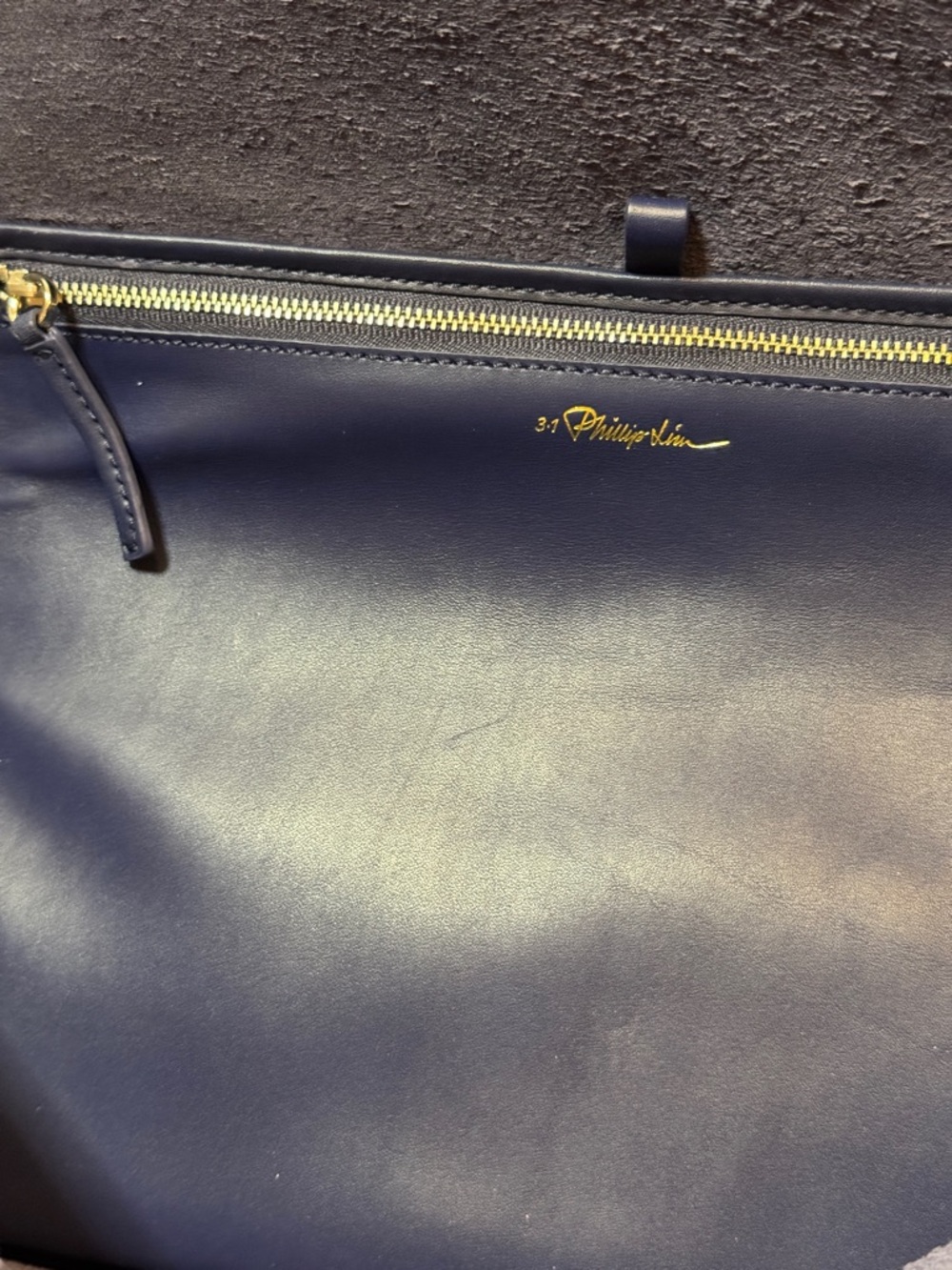 3.1 Phillip Lim Large Dark Blue Leather 31 Minute Portfolio Clutch Tote Bag - Picture 5 of 8